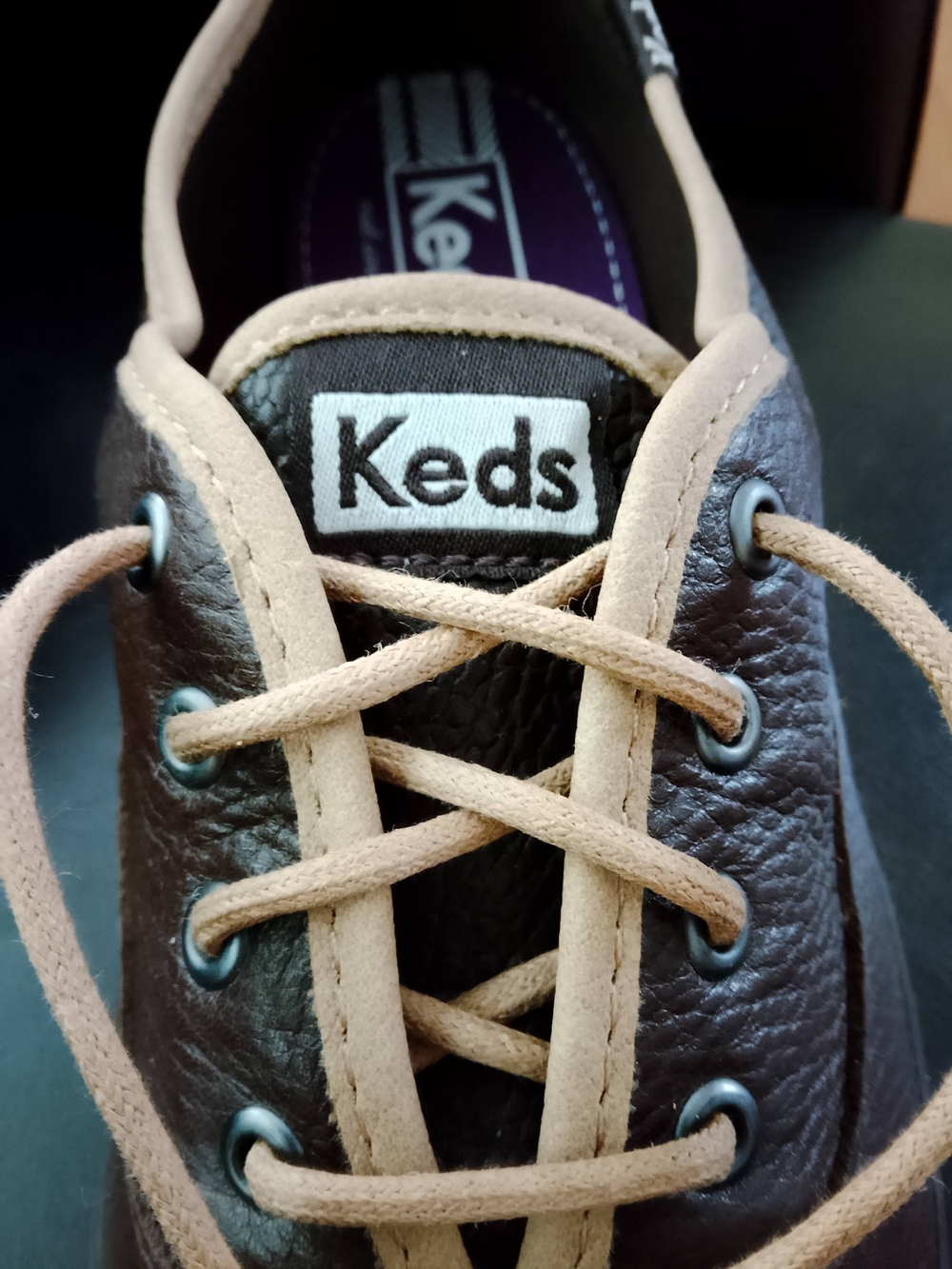 Keds Women's Brown Leather Sneaker with Tan Laces